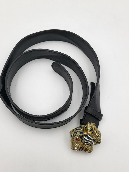 GUCCI Feline Tiger Head Buckle Leather Belt...Authentic.. main image 6